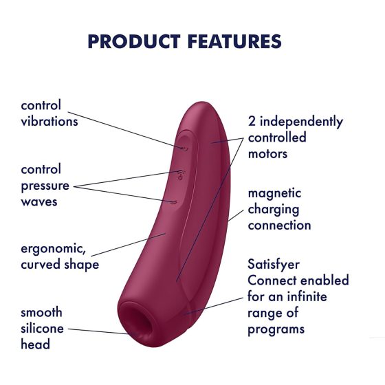 Satisfyer Curvy 1+ - okos léghullámos csiklóizgató (vörös)