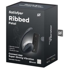   Satisfyer Ribbed Petal - rádiós vibrációs tojás (fekete)