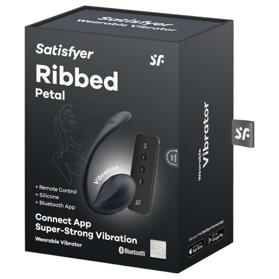 Satisfyer Ribbed Petal - rádiós vibrációs tojás (fekete)