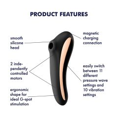   Satisfyer Dual Kiss - akkus hüvelyi és csiklóvibrátor (fekete)