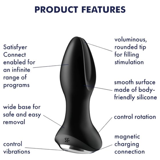 Satisfyer Rotator Plug 2 - akkus, gyöngyös anál vibrátor (fekete)