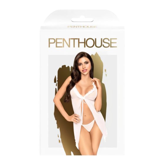 Penthouse After Sunset - áttetsző babydoll és tanga (fehér)