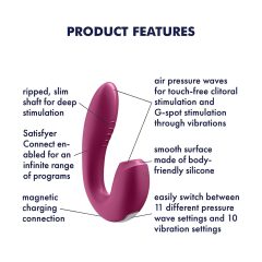   Satisfyer Sunray - akkus, léghullámos 2in1 vibrátor (piros)