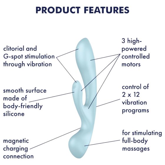 Satisfyer Triple Oh - akkus, csiklókaros vibrátor (kék)