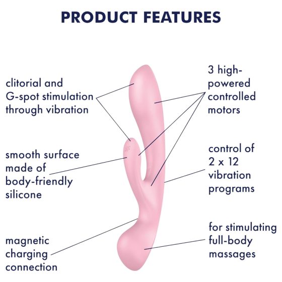 Satisfyer Triple Oh - akkus, csiklókaros vibrátor (pink)