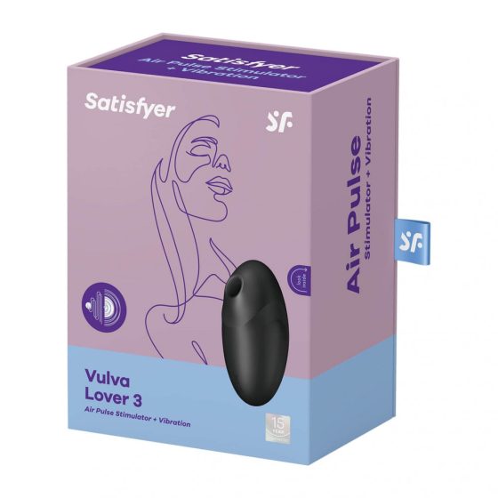 Satisfyer Vulva Lover 3 - akkus, léghullámos csiklóizgató (fekete)