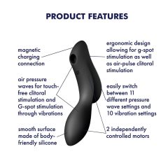   Satisfyer Curvy Trinity 2 - léghullámos 2in1 vibrátor (fekete)