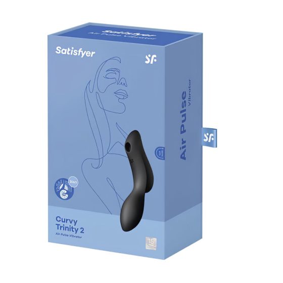 Satisfyer Curvy Trinity 2 - akkus léghullámos 2in1 vibrátor (fekete)