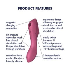   Satisfyer Curvy Trinity 3 - akkus léghullámos 2in1 vibrátor (piros)