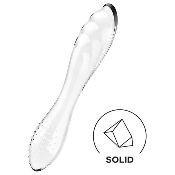 Satisfyer Dazzling Crystal 1 - 2 végű üveg dildó (áttetsző)