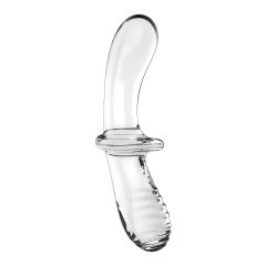   Satisfyer Double Crystal - 2 végű üveg dildó (áttetsző)