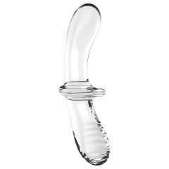   Satisfyer Double Crystal - 2 végű üveg dildó (áttetsző)