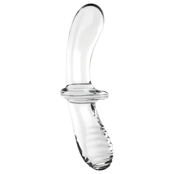 Satisfyer Double Crystal - 2 végű üveg dildó (áttetsző)