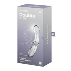   Satisfyer Double Crystal - 2 végű üveg dildó (áttetsző)