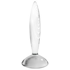   Satisfyer Sparkling Crystal - bordázott üveg dildó (áttetsző)