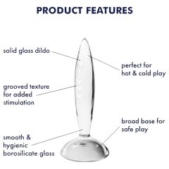   Satisfyer Sparkling Crystal - bordázott üveg dildó (áttetsző)