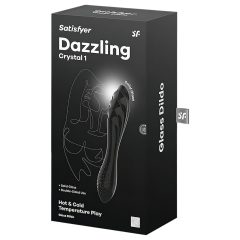   Satisfyer Dazzling Crystal 1 - 2 végű üveg dildó (fekete)