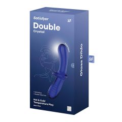 Satisfyer Double Crystal - 2 végű üveg dildó (kék)