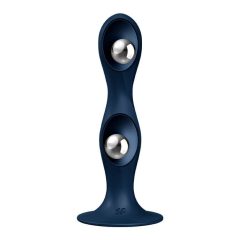   Satisfyer Double Ball-R - tapadótalpas súlyozott dildó (sötétkék)