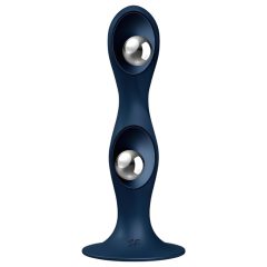   Satisfyer Double Ball-R - tapadótalpas súlyozott dildó (sötétkék)