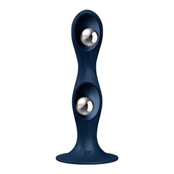 Satisfyer Double Ball-R - tapadótalpas súlyozott dildó (sötétkék)