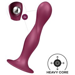   Satisfyer Double Ball-R - tapadótalpas súlyozott dildó (piros)