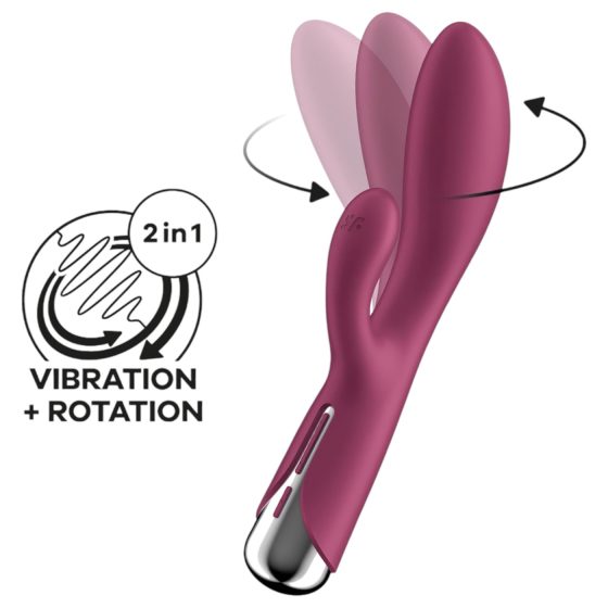 Satisfyer Spinning Rabbit 1 - forgó csiklókaros vibrátor (piros)