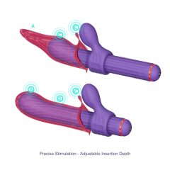 Magic Stick - vibrátor cserélhető csiklókarral (lila)