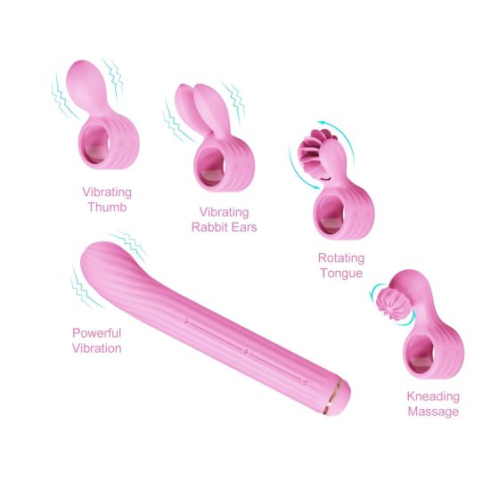 Otouch Magic Stick S1 Plus vibrátor + 4db klitorisz izgató feltét (pink)