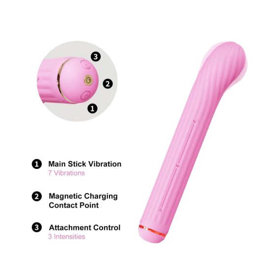 Otouch Magic Stick S1 Plus vibrátor + 4db klitorisz izgató feltét (pink)