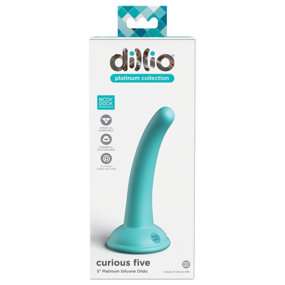 Dillio Curious Five - tapadótalpas szilikon dildó (15cm) - türkiz