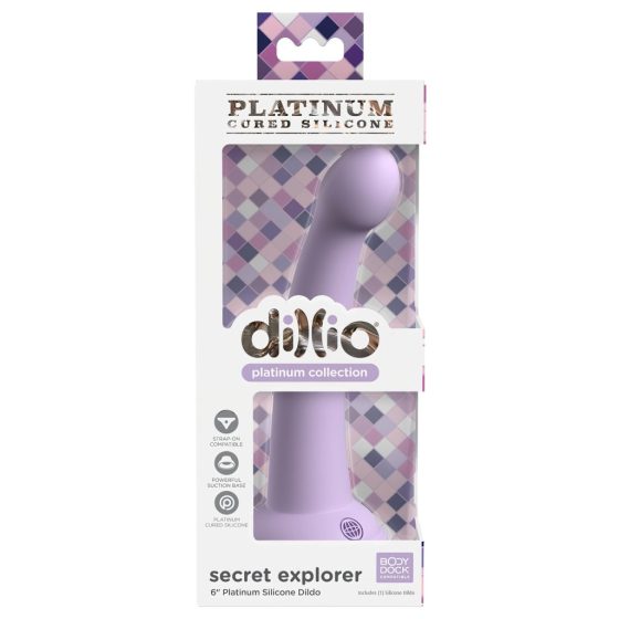 Dillio Secret Explorer - tapadótalpas makkos dildó (17cm) - lila