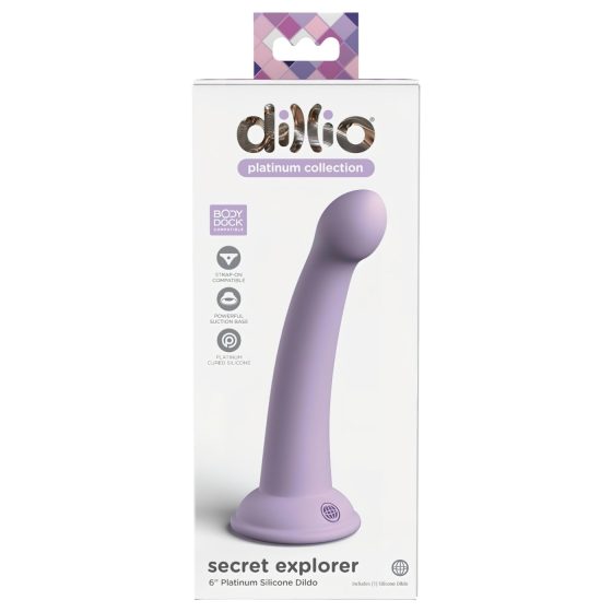 Dillio Secret Explorer - tapadótalpas makkos dildó (17cm) - lila