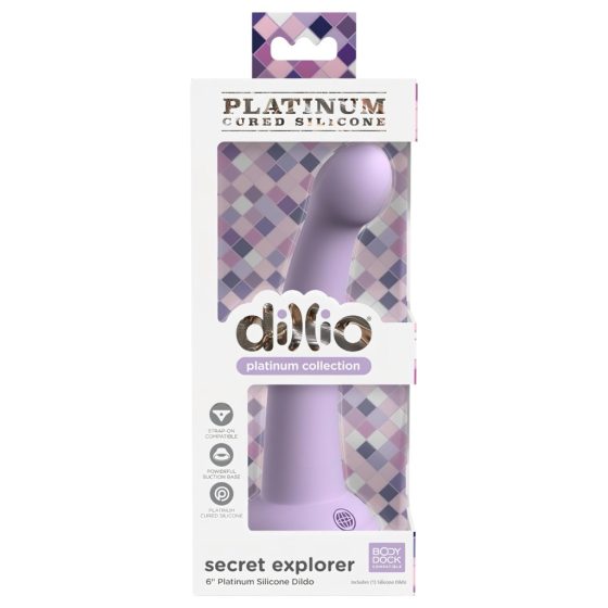 Dillio Secret Explorer - tapadótalpas makkos dildó (17cm) - lila