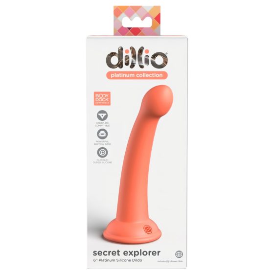 Dillio Secret Explorer - makkos dildó (17cm) - narancs