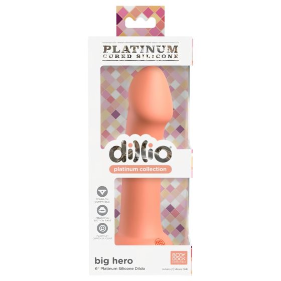 Dillio Big Hero - tapadókorongos szilikon dildó (17cm) - narancs