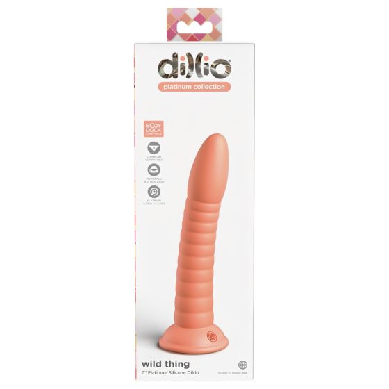 Dillio Wild Thing - barázdált dildó (19cm) - narancs