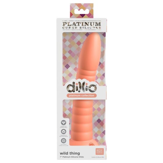 Dillio Wild Thing - tapadótalpas barázdált dildó (19cm) - narancs