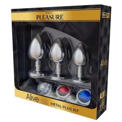 Alive Anal Pleasure - fém anál plug készlet (ezüst)