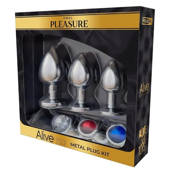 Alive Anal Pleasure - fém anál plug készlet (ezüst)