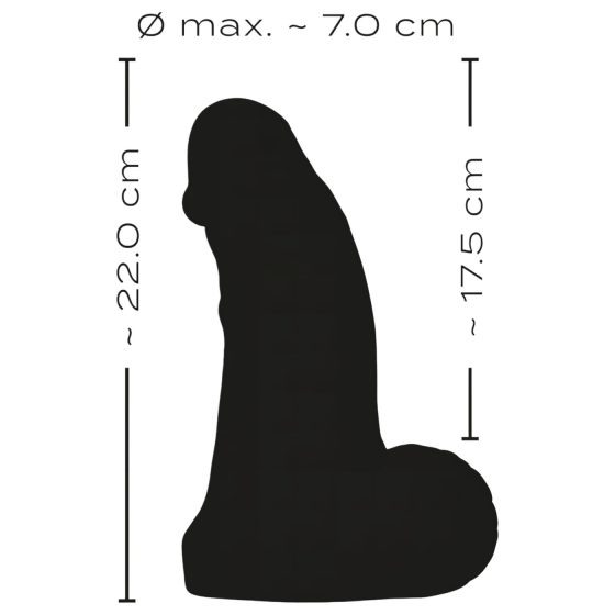 Realistixxx Real Giant - herés dildó - 22 cm (fekete)