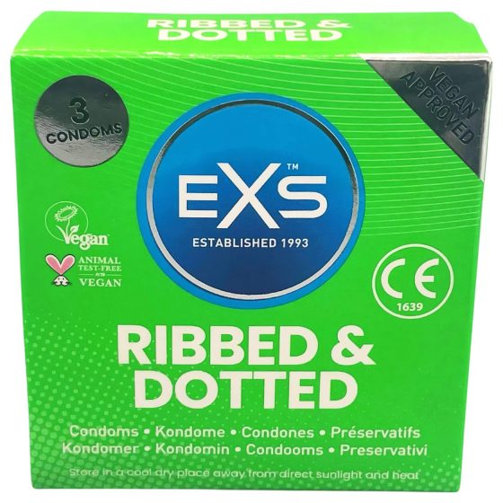 EXS Ribbed, Dotted and Flared - pontozott óvszer (3db)