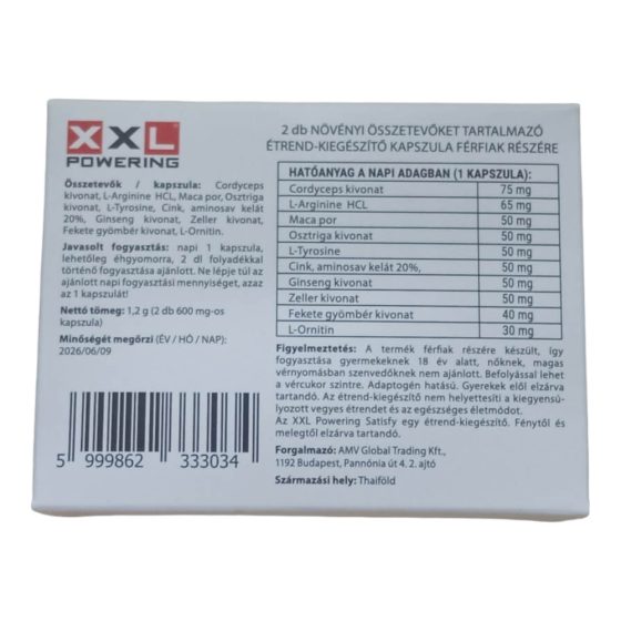 XXL powering Satisfy - erős, étrend-kiegészítő férfiaknak (2db)