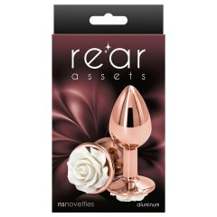   Rear Assets Rose - fehér rózsás kis anál plug (rózsaarany)