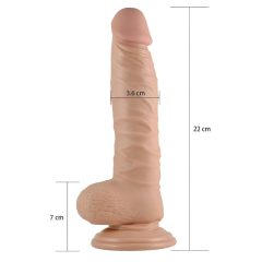   Lovetoy Real Extreme - tapadótalpas, herés dildó - 21cm (natúr)