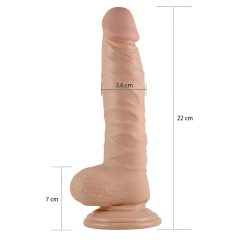   Lovetoy Real Extreme - tapadótalpas, herés dildó - 21cm (natúr)