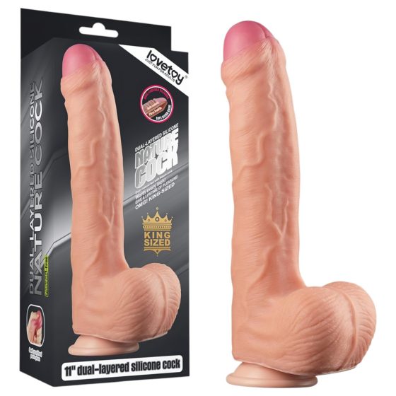 Lovetoy Nature Cock - kétrétegű élethű dildó - 28cm (natúr)