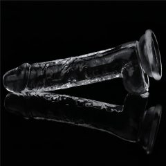   Lovetoy Flawless Clear - tapadótalpas, herés dildó - 19cm (áttetsző)