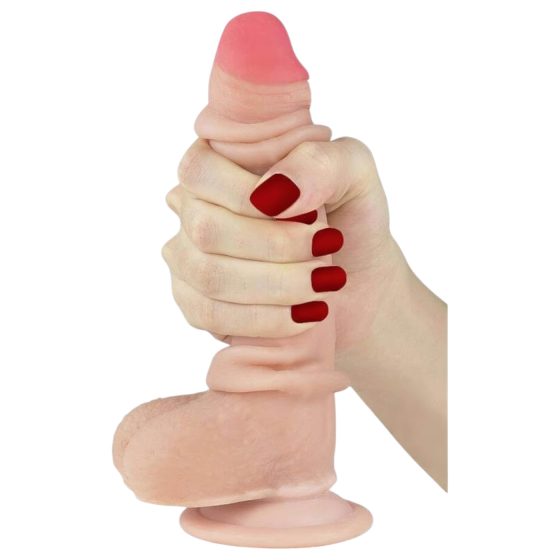 Lovetoy Sliding-Skin - kétrétegű dildó - 18cm (natúr)