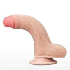   Lovetoy Sliding-Skin - kétrétegű tapadótalpas dildó - 18cm (natúr)